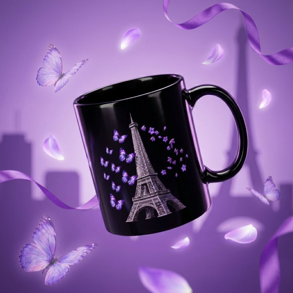 tsgabrielle® • Parigi - La Torre Eiffel • Tazza Lucida • Nero • Ceramica • 2 Taglie