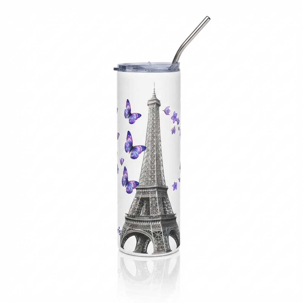 tsgabrielle® • Parigi - La Torre Eiffel • Tumbler • Acciaio Inossidabile • Bianco • 20 oz