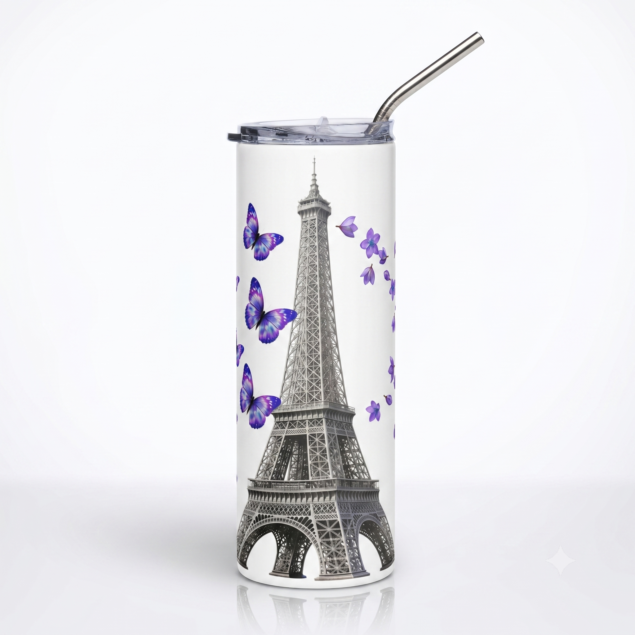tsgabrielle® • Parigi - La Torre Eiffel • Tumbler • Acciaio Inossidabile • Bianco • 591 ml
