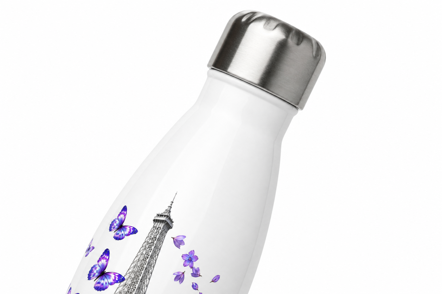 tsgabrielle® • Parigi - La Torre Eiffel • Borraccia • Bianca • Acciaio Inossidabile • 500 ml - View 5