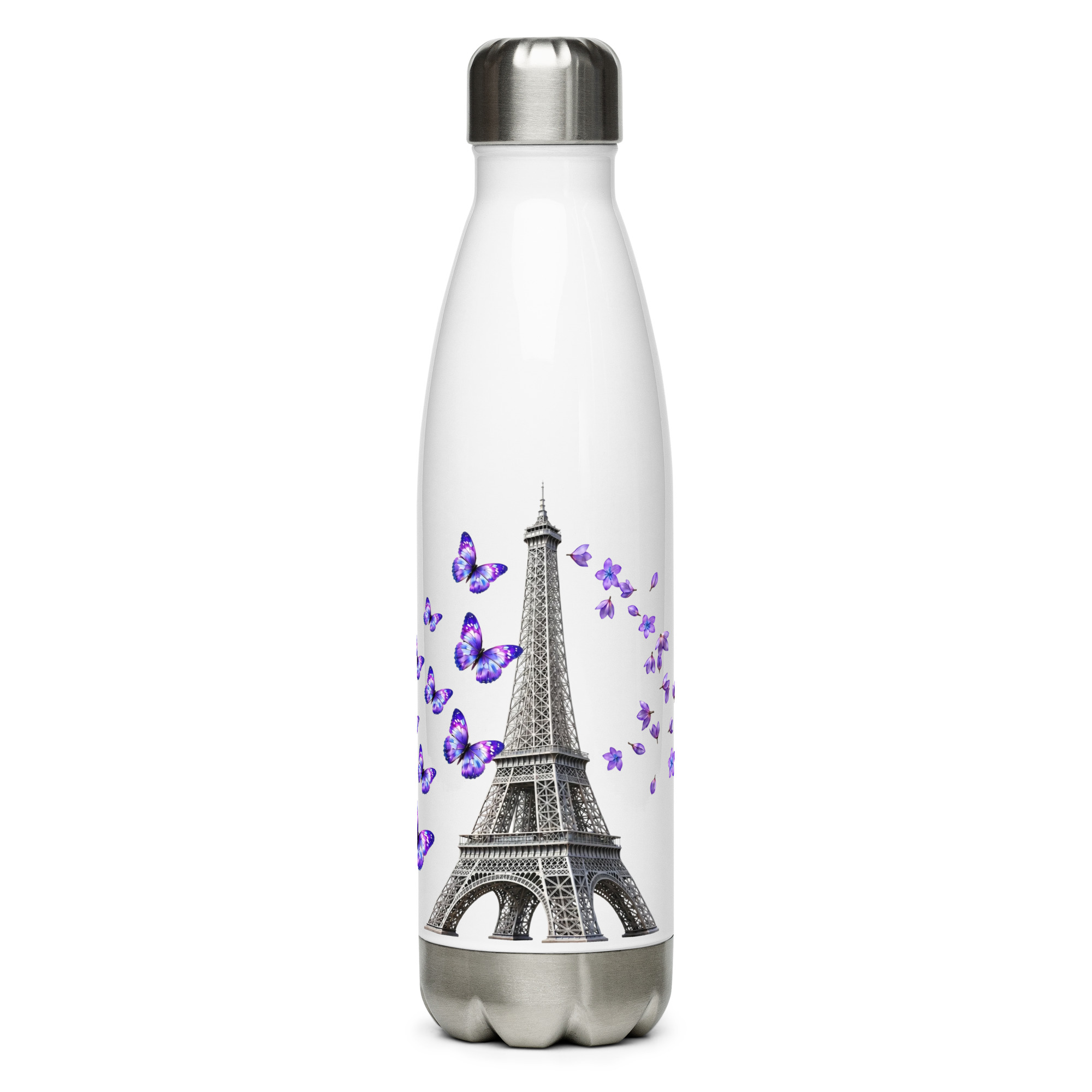 tsgabrielle® • Parigi - La Torre Eiffel • Borraccia • Bianca • Acciaio Inossidabile • 500 ml