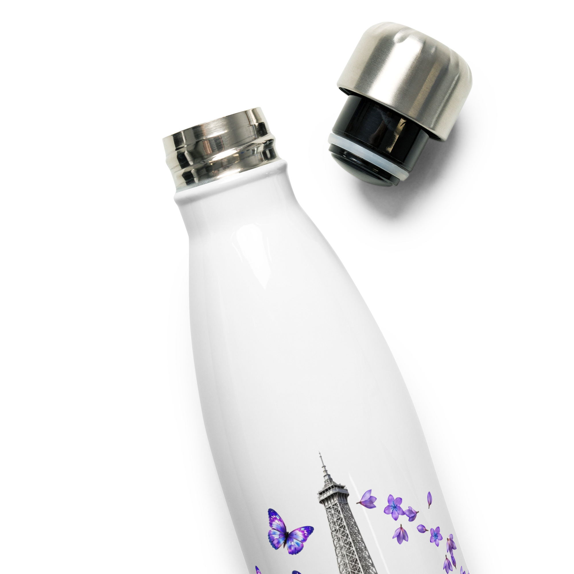 tsgabrielle® • Parigi - La Torre Eiffel • Borraccia • Bianca • Acciaio Inossidabile • 500 ml - View 6