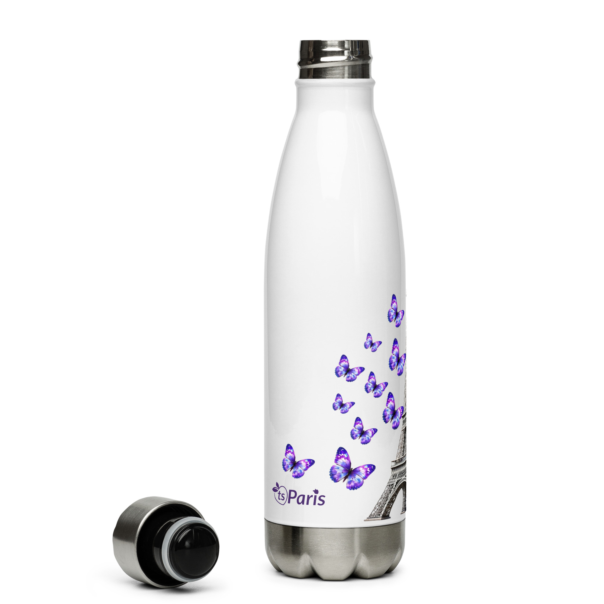 tsgabrielle® • Parigi - La Torre Eiffel • Borraccia • Bianca • Acciaio Inossidabile • 500 ml - View 10