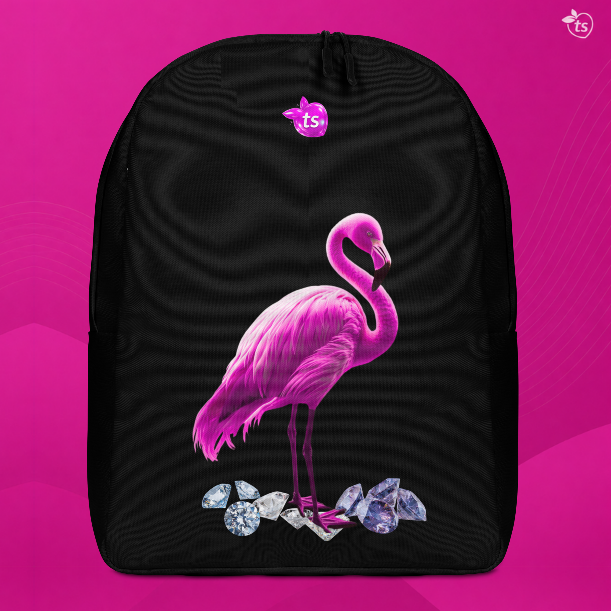 tsgabrielle® • Flamant Rosa • Zaino Minimalista • Nero